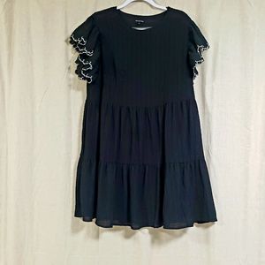 Black Babydoll Dress Flutter Sleeve